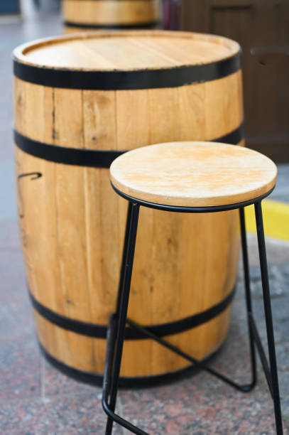 istock Close up wooden barrel varnished 1254759304