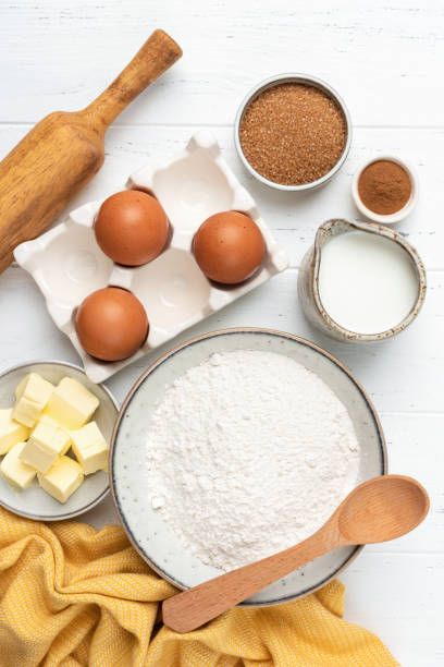 istock Ingredients for baking on white wooden table 1254761385