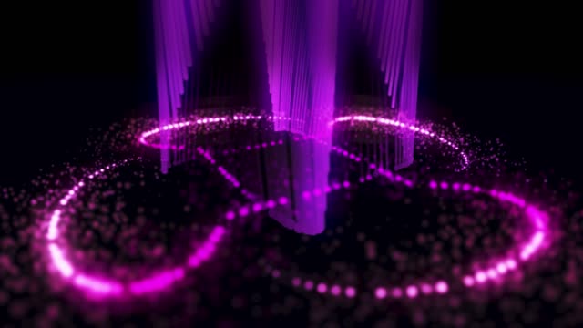Particular Lights Colors Dance Background, Rotating Turning Glowing Shining Led Particles, Glitter Luxury Beautiful Abstract Background Light Ray Glimmer Shimmering Vintage Light Bokeh Stage Showcase