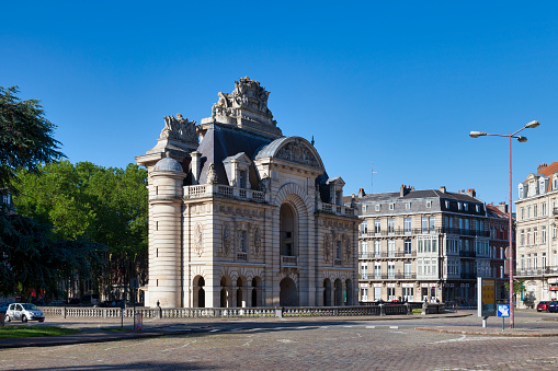 Lille, France -  June 23 2020: The Porte de Paris is a triumphal arch built in the 17th century to commemorate Louis XVI's capture of the city.
