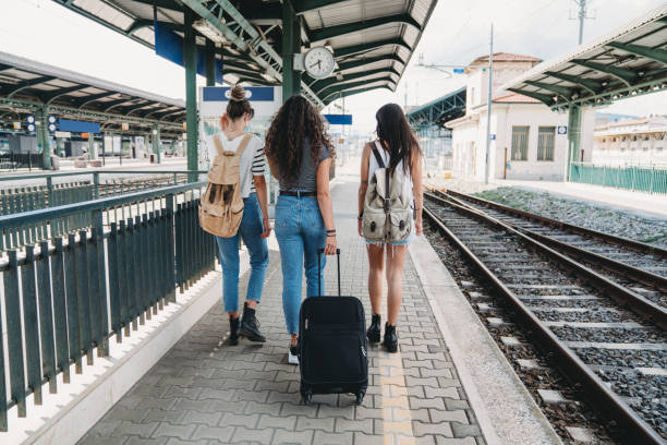 istock Three friends enjoying a trip together - Rear view 1254765916