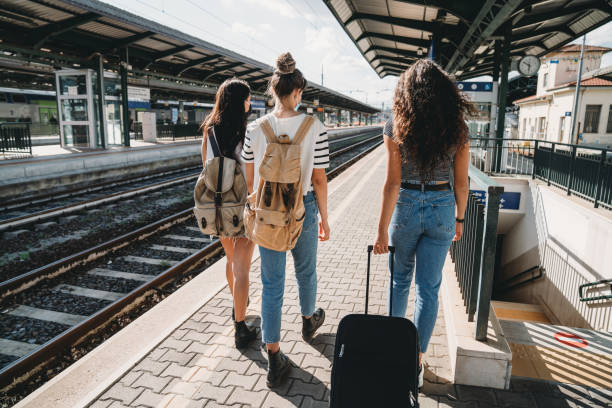 istock Three friends enjoying a trip together - Rear view 1254765926