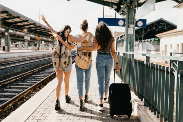 istock Three friends enjoying a trip together - Rear view 1254765927