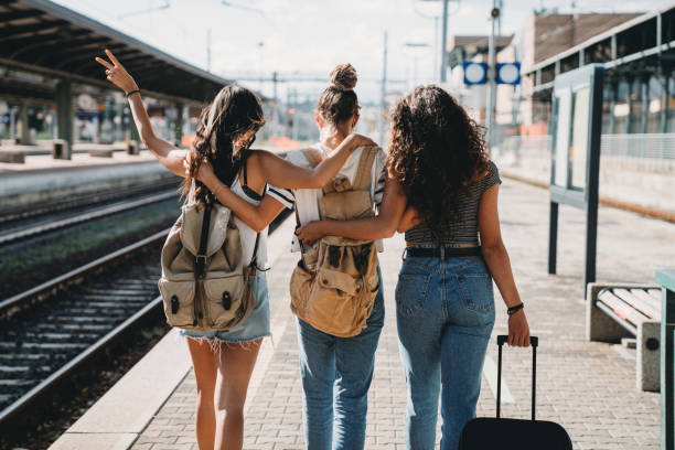 istock Three friends enjoying a trip together - Rear view 1254765930