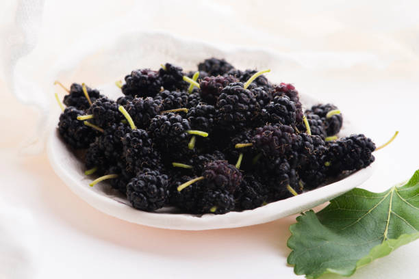 istock Pile of mulberry isolated on white plate 1254768295