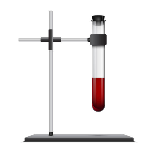 uchwyt z laboratoryjną probówką, kolba medyczna z krwią - glass tube stock illustrations