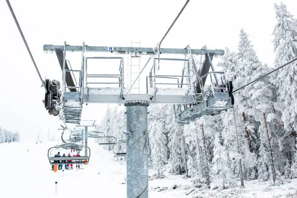 Photo of Cable cars just above the ski track