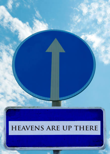istock Funny signboard saying Heavens Are Up There 1254771805