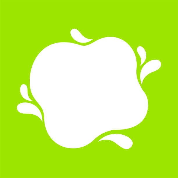 illustrazioni stock, clip art, cartoni animati e icone di tendenza di forma blob latte su verde limone per spazio copia banner, sfondo acqua, macchie di latte bianco spruzzare su verde brillante, macchie d'acqua forma onda goccia per banner, blob di latte semplice su verde lime per annuncio grafico - splash latte