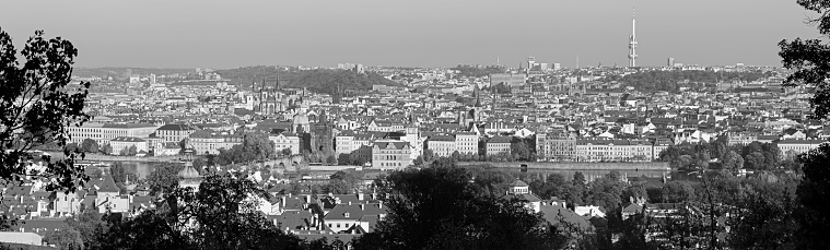 Budapest Hungary Sept. 3, 2019: The lesser-known panoramic view from the Castle District. many treasures of her are listed by UNESCO as a World Heritage site.