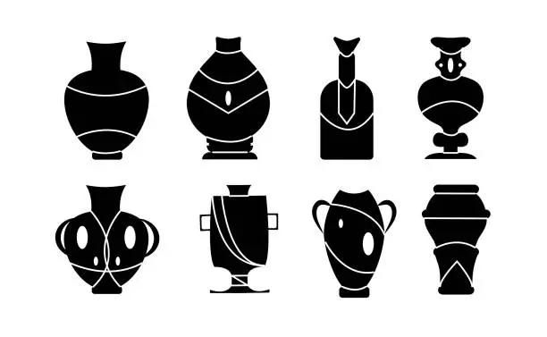 Vector illustration of Vase for flower black vector illustration on white background . Pottery vase set icon.Vector illustration set icon.