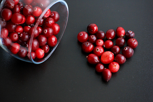 Ripe fresh cranberries as natural, food, berries background. Banner. Copy space. Close up.
