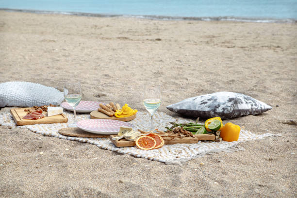 istock Summer beautiful romantic picnic by the sea 1254782098