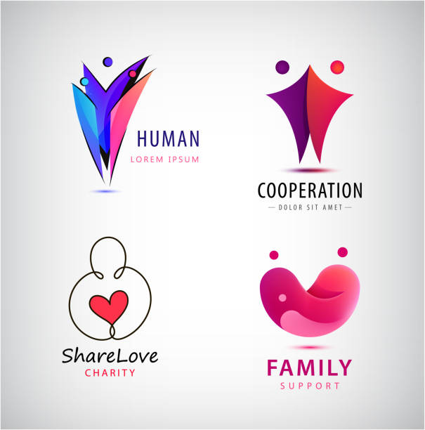 ilustrações de stock, clip art, desenhos animados e ícones de vector set of men, people group, family icons. child adoption icon collection and charitable foundations, social relations - growth global business global communications healthcare and medicine