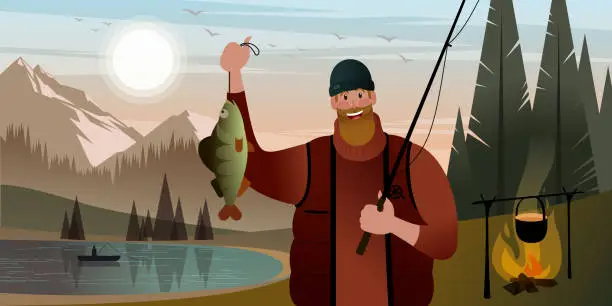 Vector illustration of Fishing