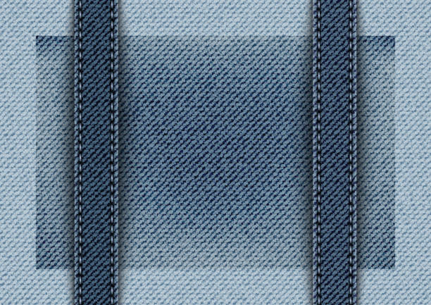 синий джинсовый с вертикальными полосами - лента для шитья stock illustrations