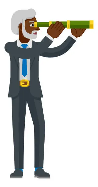 Vector illustration of Telescope Spyglass Character Business Concept