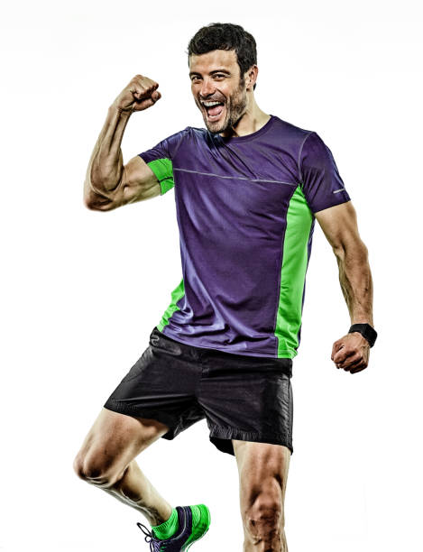 istock mature man running runner jogging jogger isolated white background 1254783433