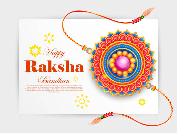 Greeting card and template banner with decorative Rakhi for Raksha Bandhan, Indian festival for brother and sister bonding celebration illustration of greeting card and template banner for sales promotion advertisement with decorative Rakhi for Raksha Bandhan, Indian festival for brother and sister bonding celebration rakhi stock illustrations