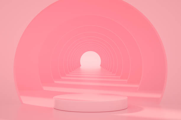 istock 3D Abstract Tunnel Door, Empty Product Stand, Platform, Podium 1254785064