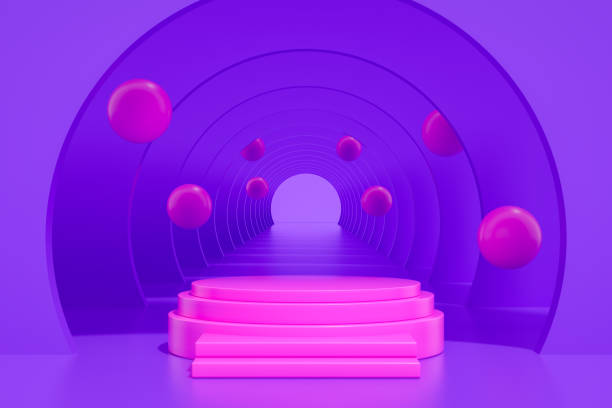 istock 3D Abstract Tunnel Door, Empty Product Stand, Platform, Podium 1254786413