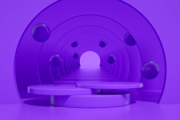 istock 3D Abstract Tunnel Door, Empty Product Stand, Platform, Podium 1254786546