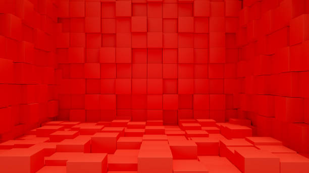 istock Abstract 3D Indoor Room with Cube Tiles 1254789298