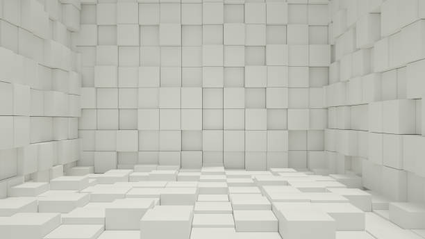 istock Abstract 3D Indoor Room with Cube Tiles 1254789445