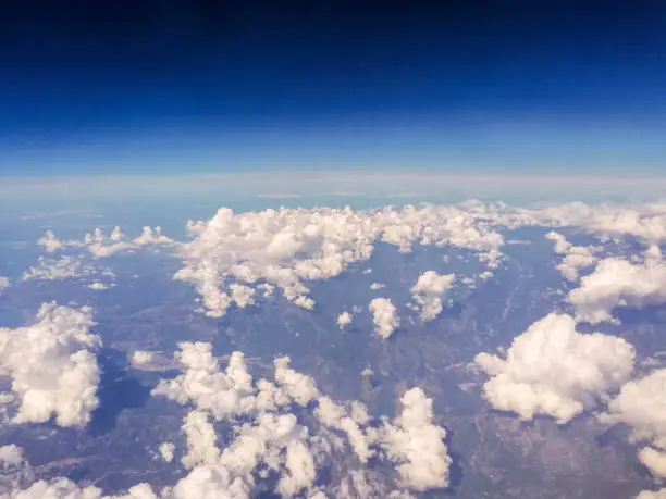 A view of our wonderful Planet Earth, from above. Cloud patterns cover the Earth's surface bringing all types of weather.