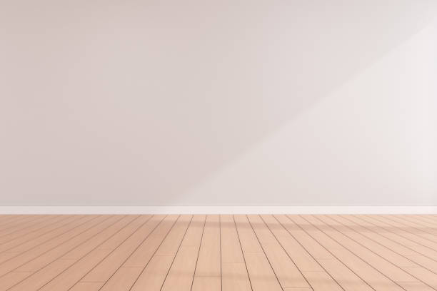 istock 3d render of empty room with wooden floor. 1254793207
