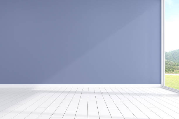 istock 3d render of empty room with wooden floor. 1254793224