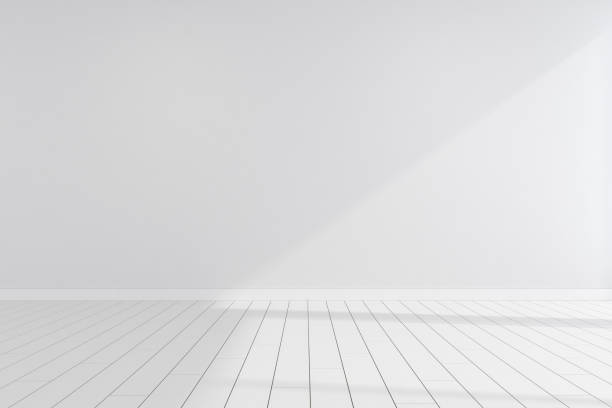 istock 3d render of empty room with wooden floor. 1254793225