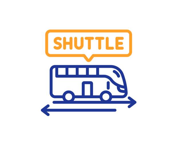 bildbanksillustrationer, clip art samt tecknat material och ikoner med pendelbusslinjeikon. skylt för flygplatstransport. vektor - buss i skytteltrafik
