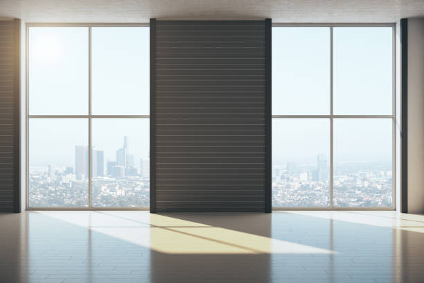 istock Contemporary gallery interior with two windows 1254794305