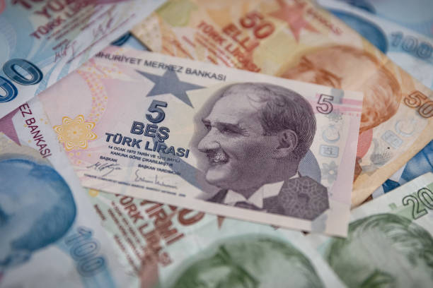 istock Bunch of Various Turkish Currency Lira Banknotes 1254795557