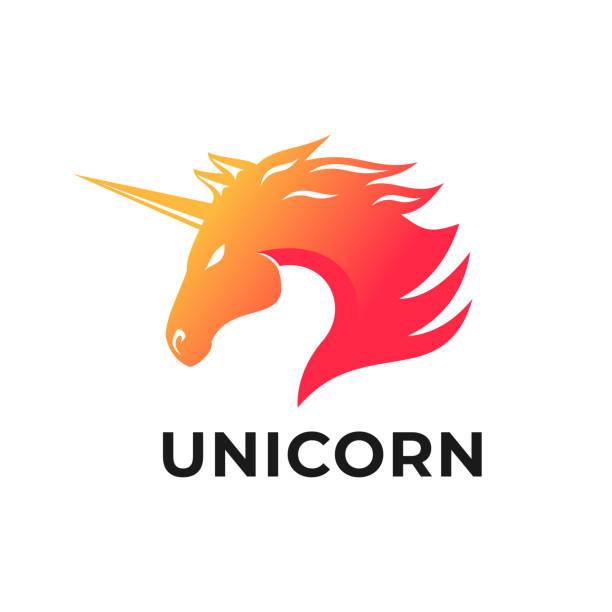 ilustraciones, imágenes clip art, dibujos animados e iconos de stock de elegante diseño de logotipo de unicornio / caballo - pegasus horse symbol mythology