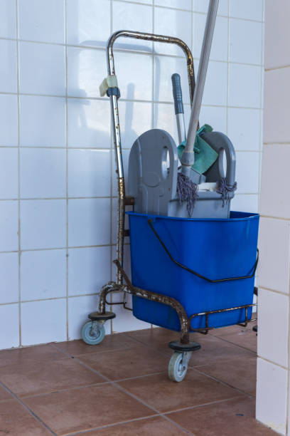 istock Trolley with bucket and mop 1254798001