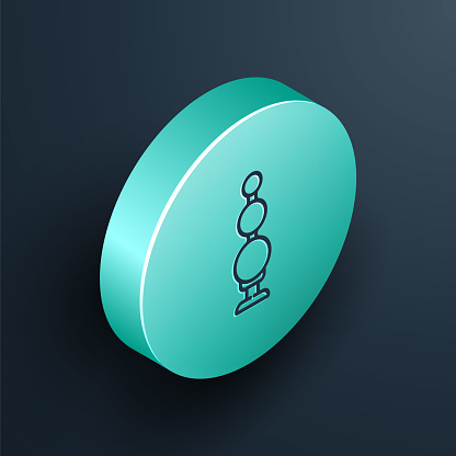 Isometric line Anal beads icon isolated on black background. Anal balls sign. Fetish accessory. Sex toy for men and woman. Turquoise circle button. Vector Illustration