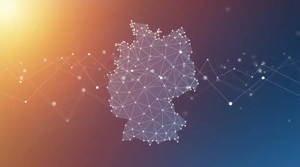 Germany Map Geometric Network Polygon Graphic Background.