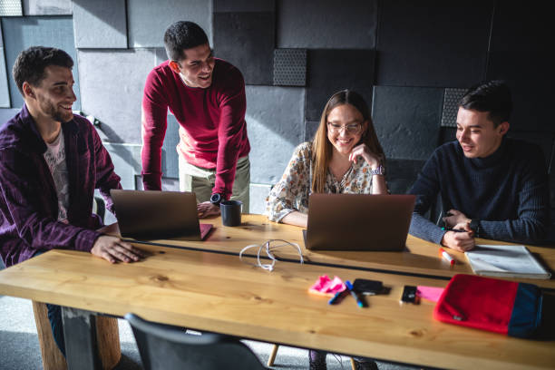 istock Joyful finance students studying in the boarding room 1254805891