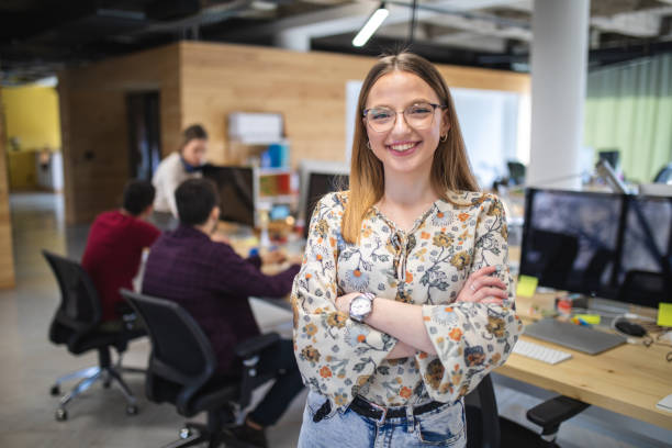 istock Portrait of a beautiful woman at work 1254805904