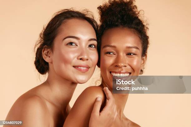 Beauty Smiling Women With Perfect Face Skin And Makeup Portrait Stock Photo - Download Image Now