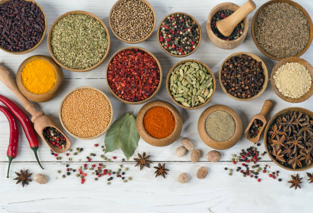 istock Colorful various dried herbs and spices for cooking 1254809642
