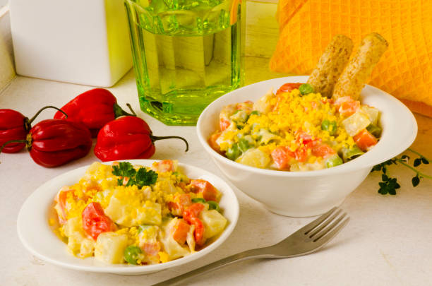 istock Spanish Tapas. Russian salad, also know as Olivier Salad. 1254812450