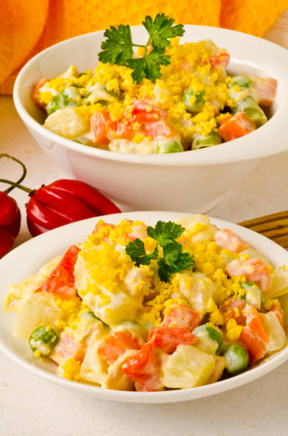 istock Spanish Tapas. Russian salad, also know as Olivier Salad. 1254812453