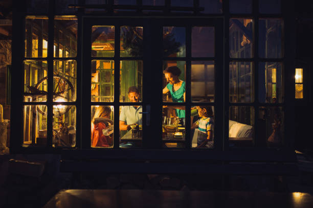 Happy family during dinner in the dinning room