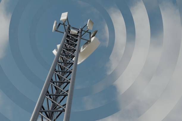 istock Communications Mast with signals radiating outwards 1254819352