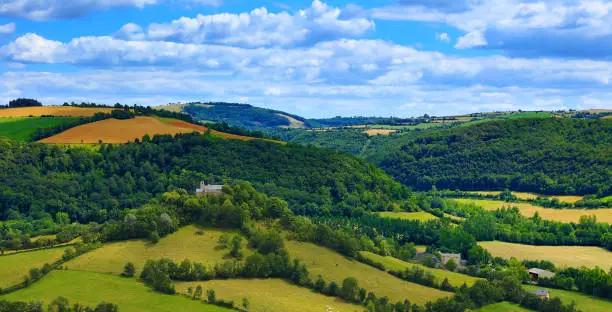 beautiful landscape in Aveyron, France panorama
