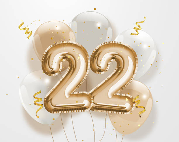 Happy 22th Birthday Gold Foil Balloon Greeting Background Stock  Illustration - Download Image Now - iStock