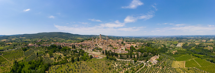aerial view of the medieval town of gubbio umbria italy front of the consuls palace